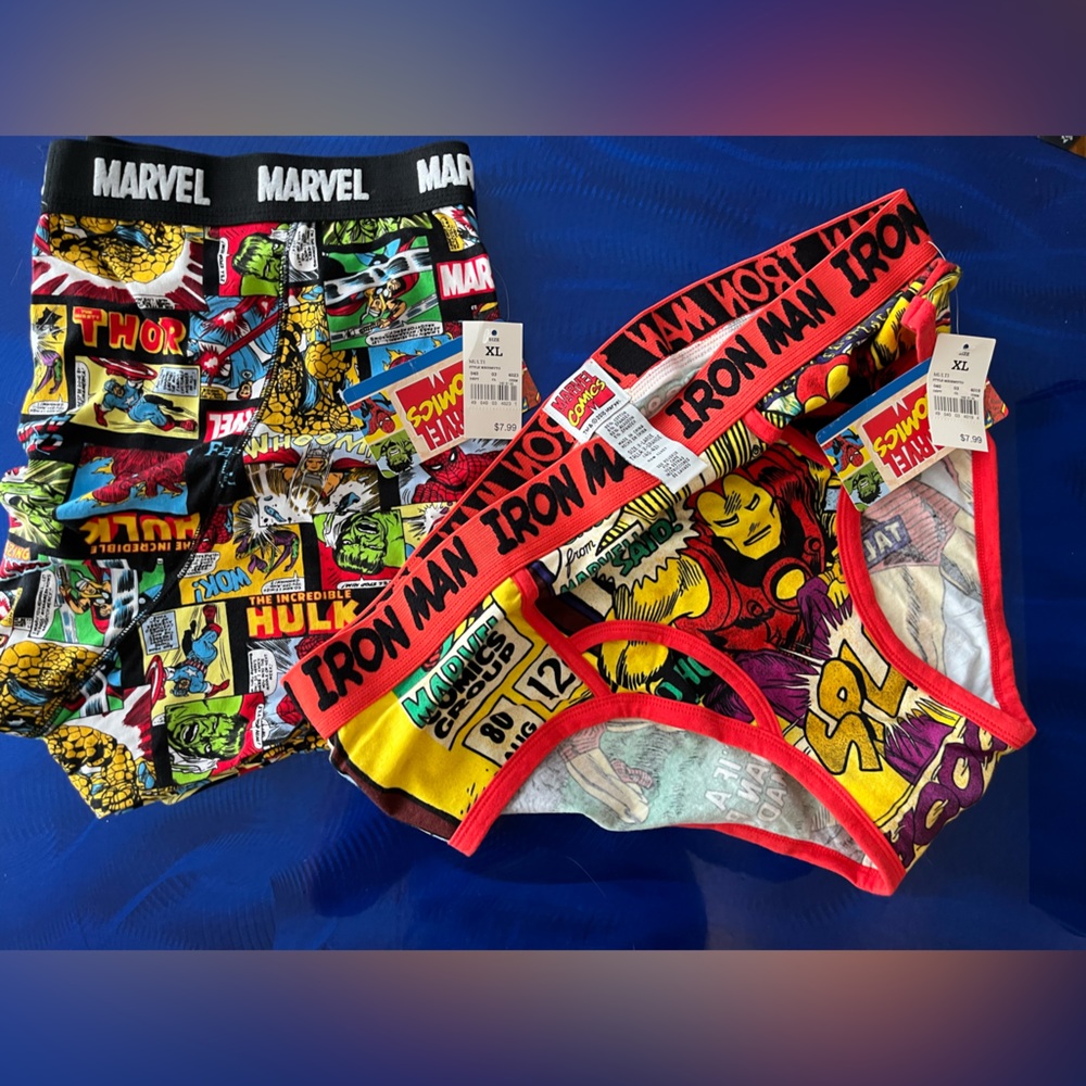 Set of 2. Men’s Marvel Boxer Briefs & Iron Man Briefs. XL. New w. Tags.